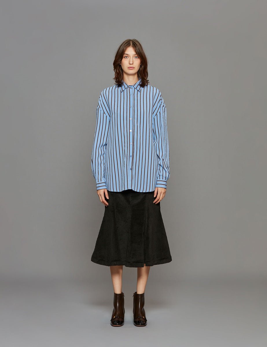 camicia over gessato azzurro moro - stella jean - camicia manica lunga