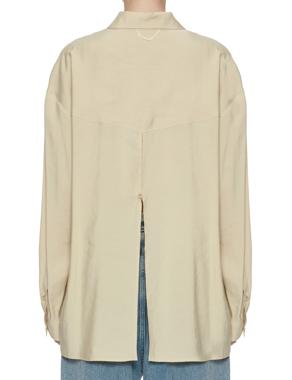 camicia over perline crema - alysi - camicia manica lunga