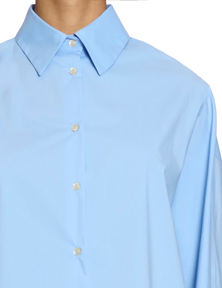 camicia over popeline celeste - blufrida - camicia manica lunga