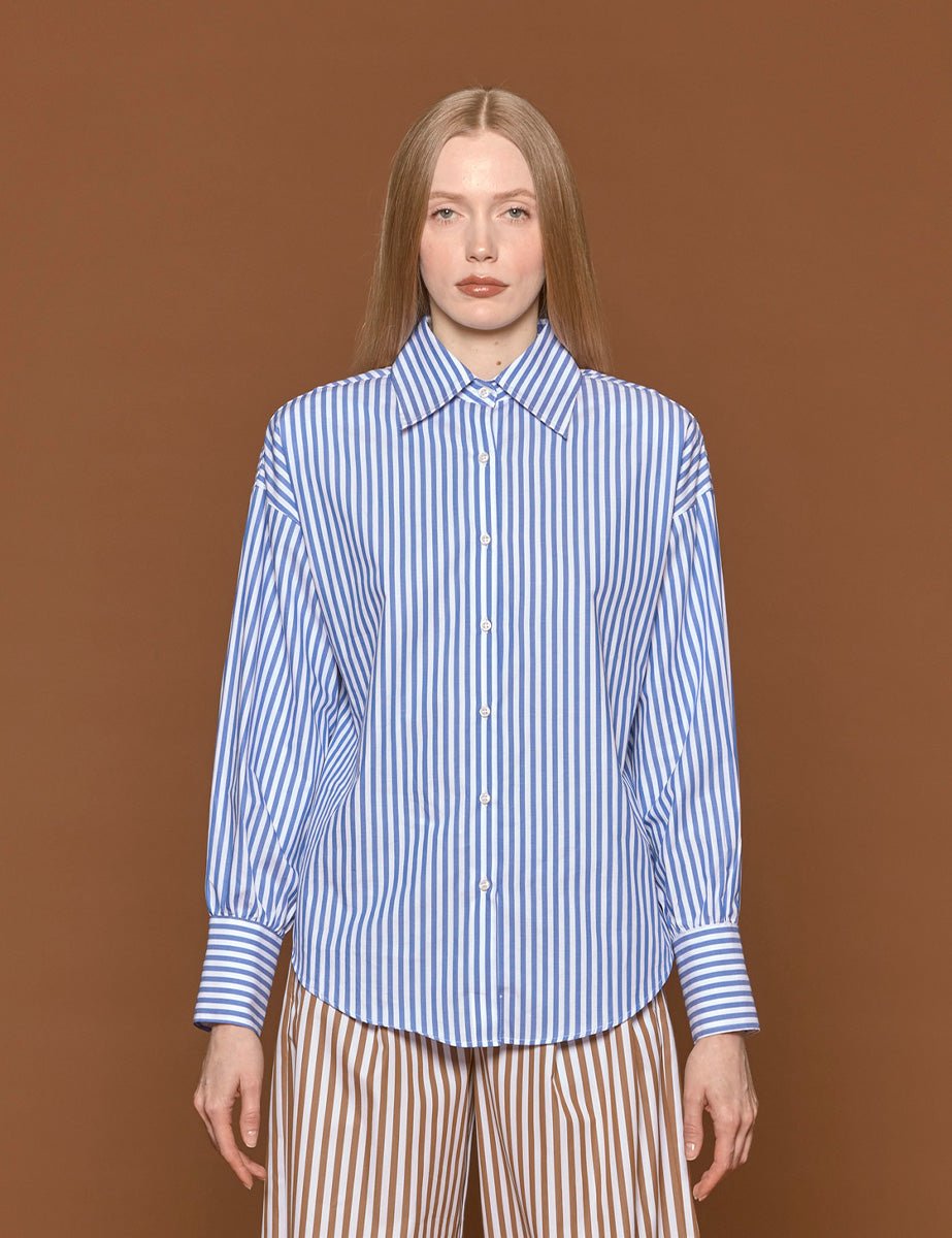 camicia over riga bianco blu - blufrida - camicia manica lunga