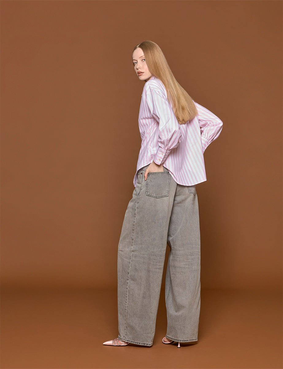 camicia over riga bianco rosa - blufrida - camicia manica lunga