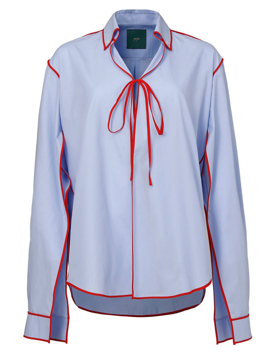 camicia piping fiocco rosso azzurro - jejia - camicia manica lunga