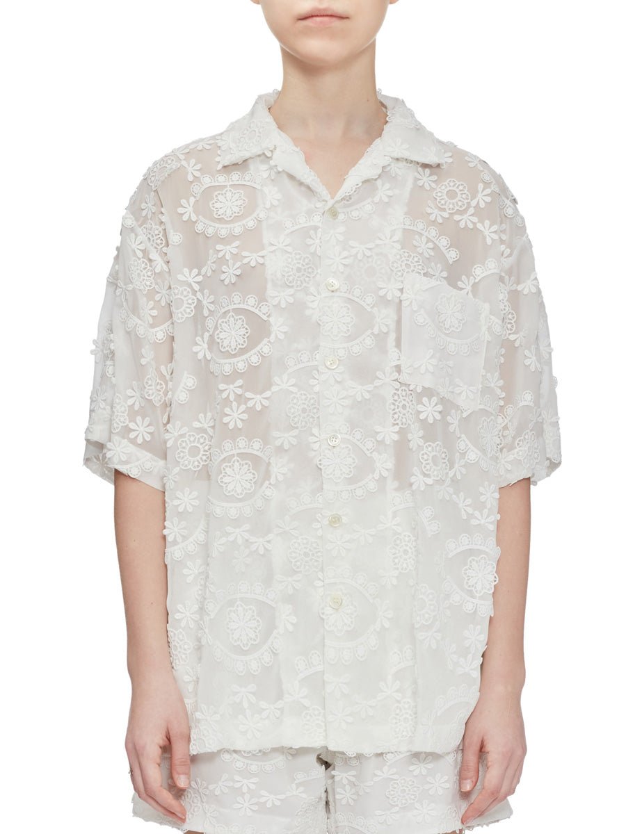 camicia pizzo panna - n21 alessandro dell'acqua - camicia manica corta