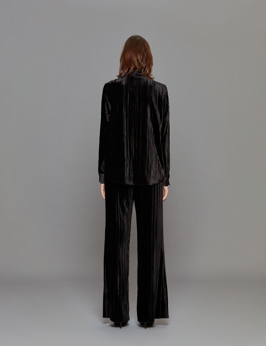 camicia plisse velvet nero - forte forte - camicia manica lunga