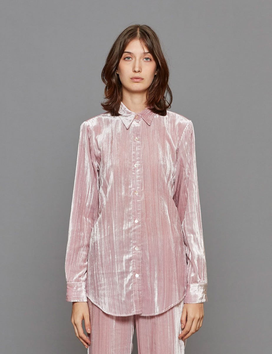 camicia plisse velvet rose - forte forte - camicia manica lunga