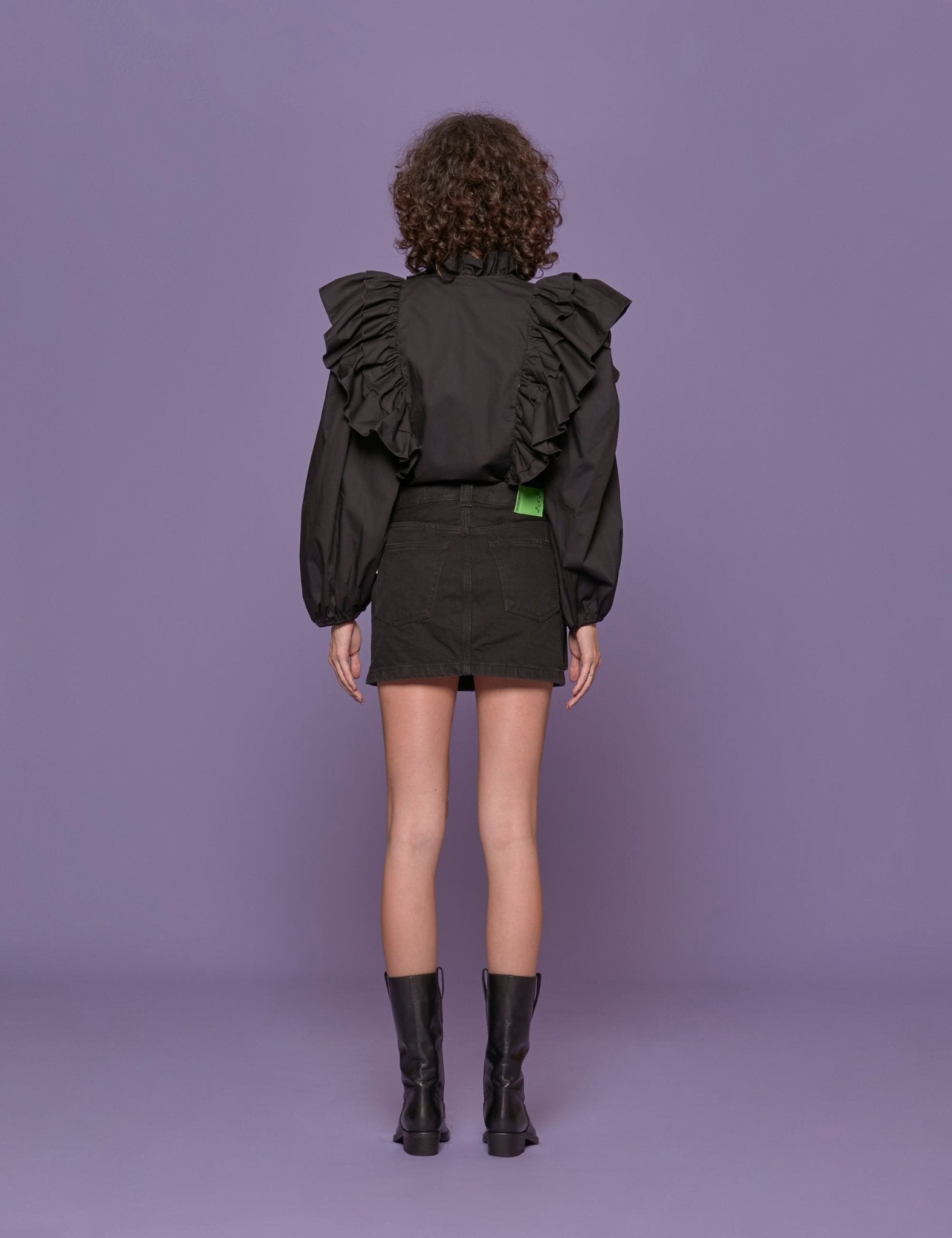 camicia popelin colletto alto nero - the label edition - camicia manica lunga