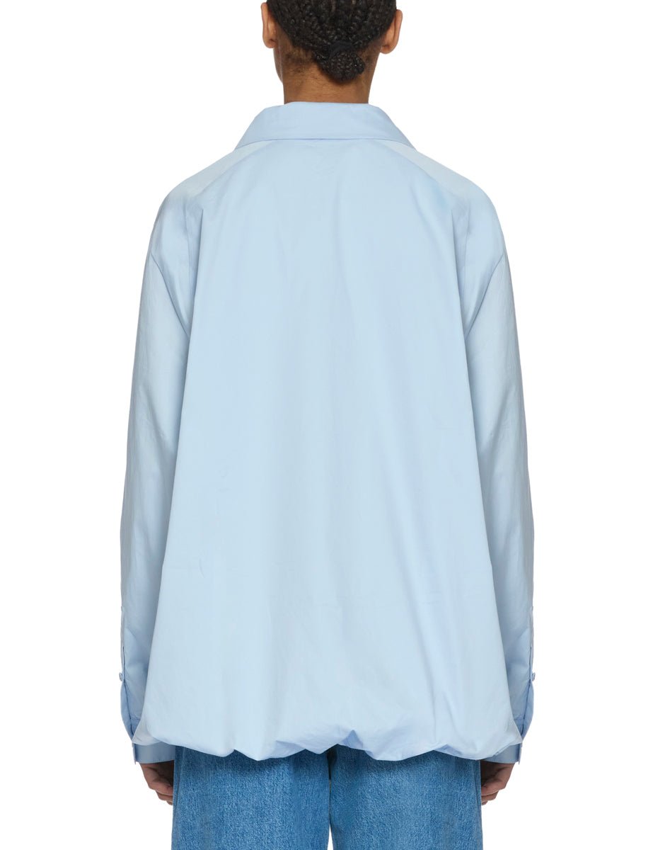 camicia rimborso popeline chambray azzurro - tibi - camicia manica lunga