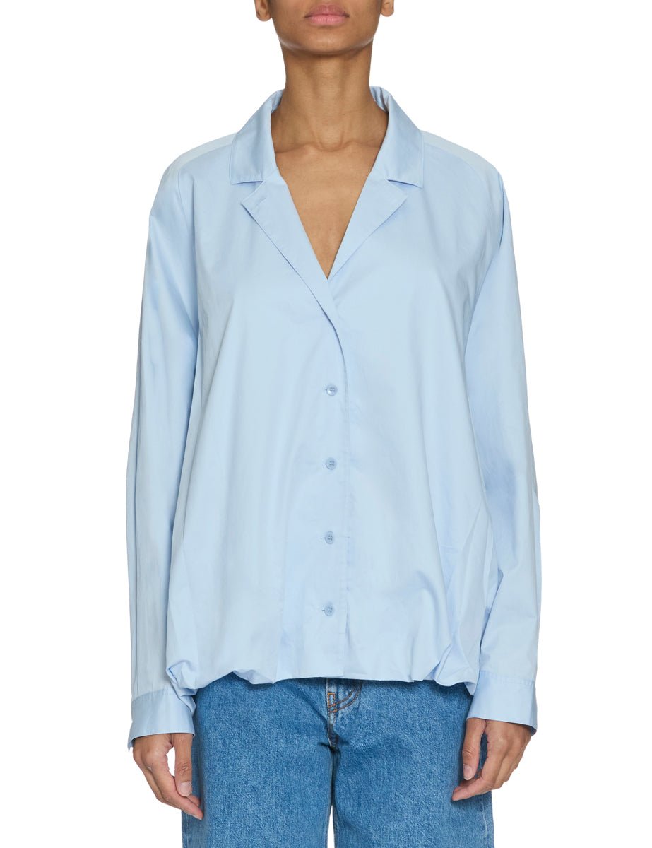 camicia rimborso popeline chambray azzurro - tibi - camicia manica lunga
