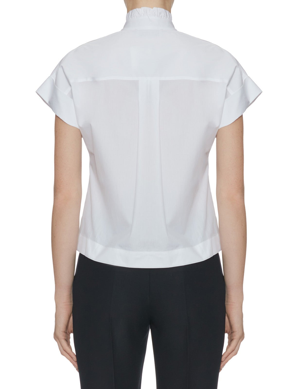 camicia rouches popeline bianco - mazzarelli - camicia manica corta