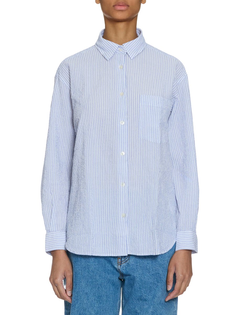 camicia seersucker blue stripe - woolrich - camicia manica lunga