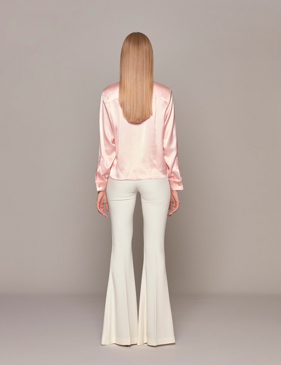 camicia seta polsino bottone oro baby pink - hebe studio - camicia manica lunga