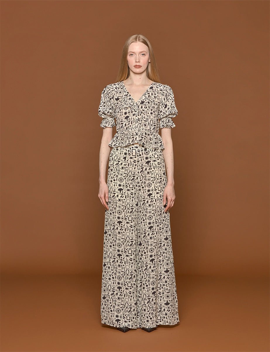 camicia shereen hieroglyph black - muzungu sisters - camicia manica corta