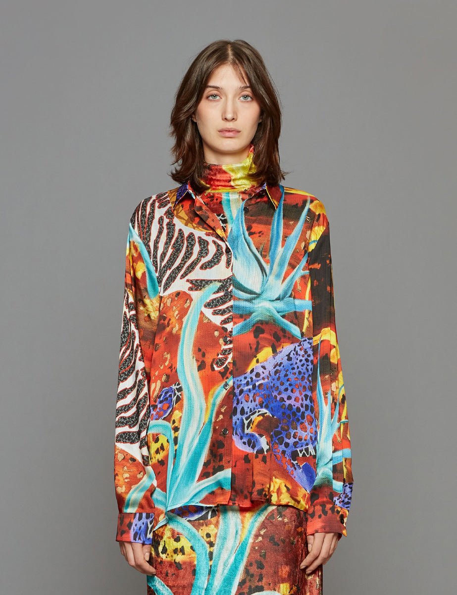 camicia stampa etnica multicolor - stella jean - camicia manica lunga