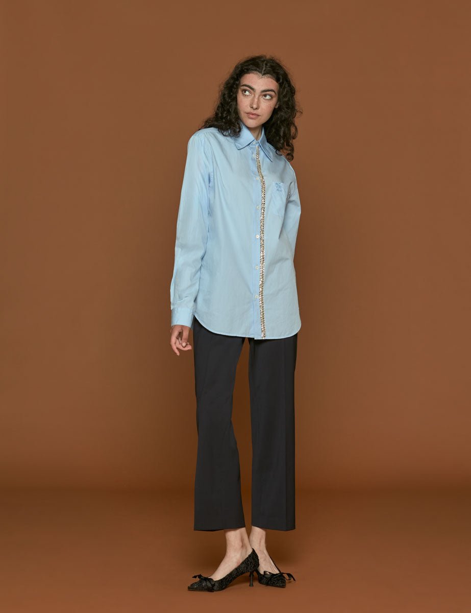 camicia swarovski azzurro - n21 alessandro dell'acqua - camicia manica lunga