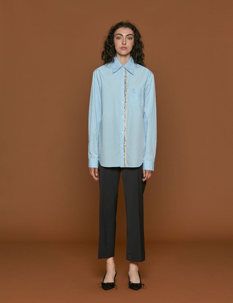 camicia swarovski azzurro - n21 alessandro dell'acqua - camicia manica lunga