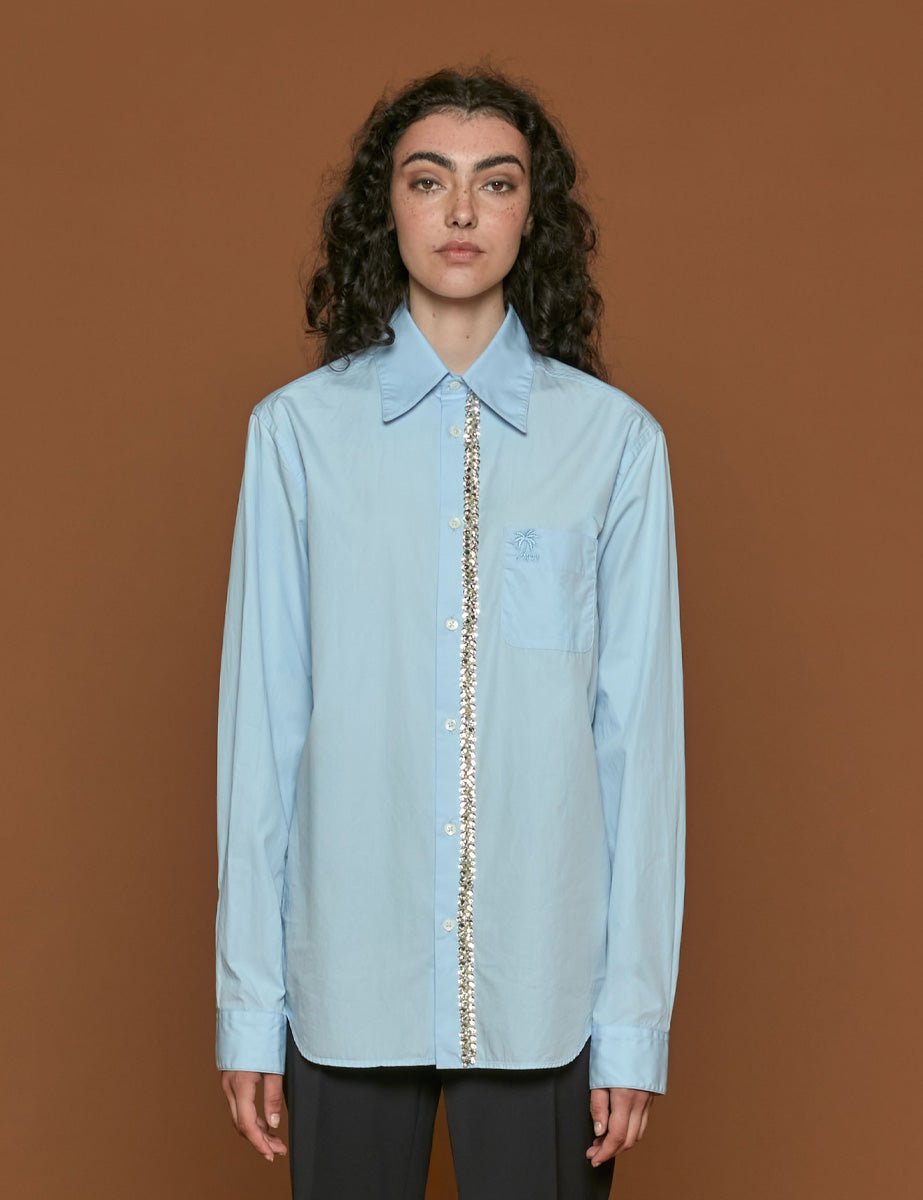 camicia swarovski azzurro - n21 alessandro dell'acqua - camicia manica lunga