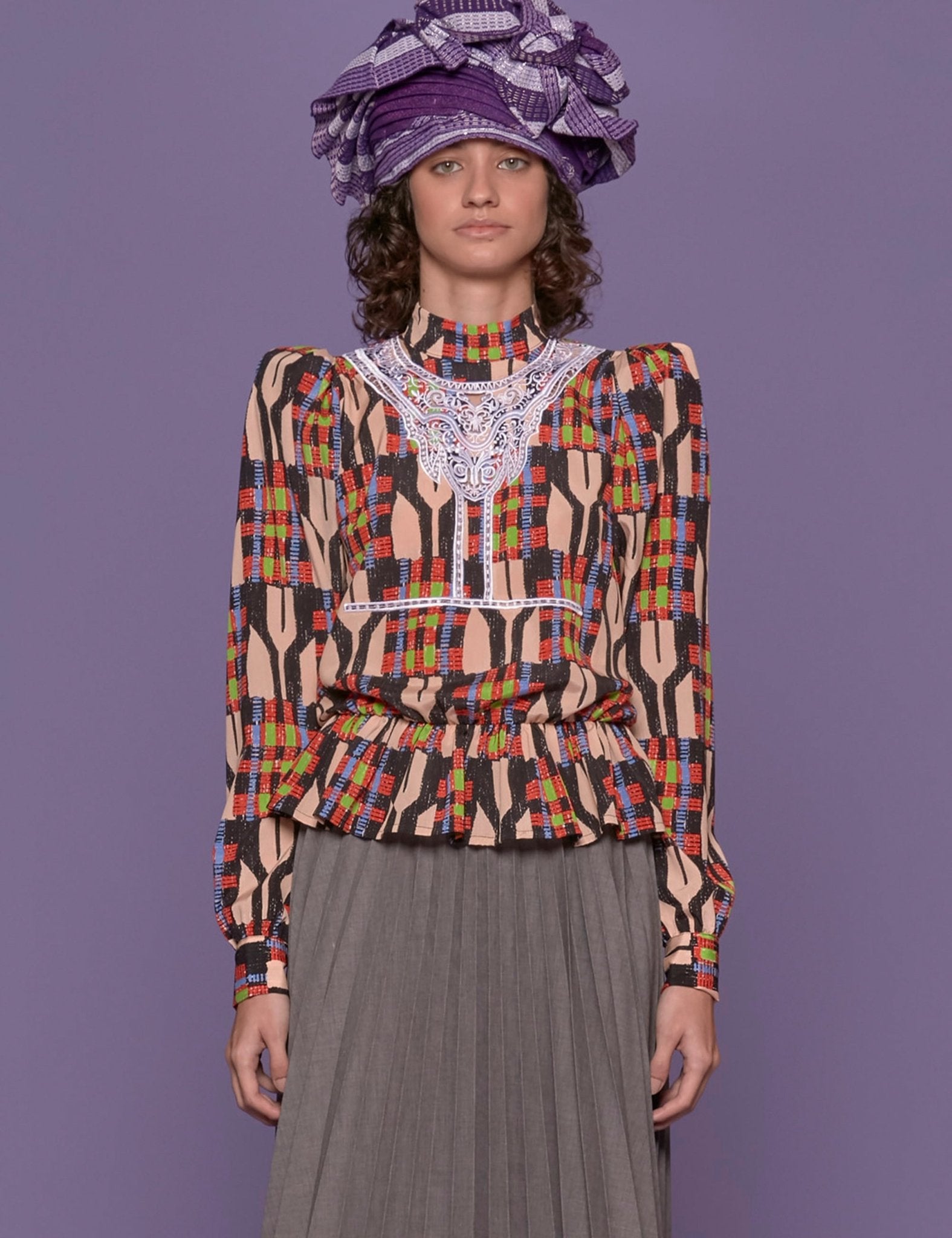 camicia vittoriana fantasia multicolor - stella jean - camicia manica lunga