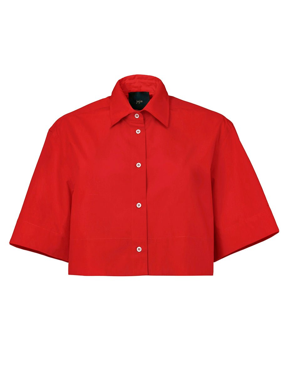 camicia zoe cropped cotone red - jejia - camicia manica lunga