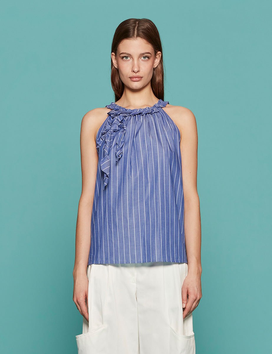 canotta garcone riga azzurro bianco - jejia - canotta