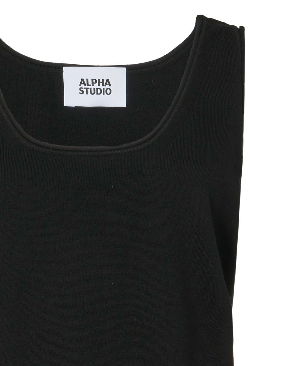 canotta maglia over cotone nero - alpha - canotta