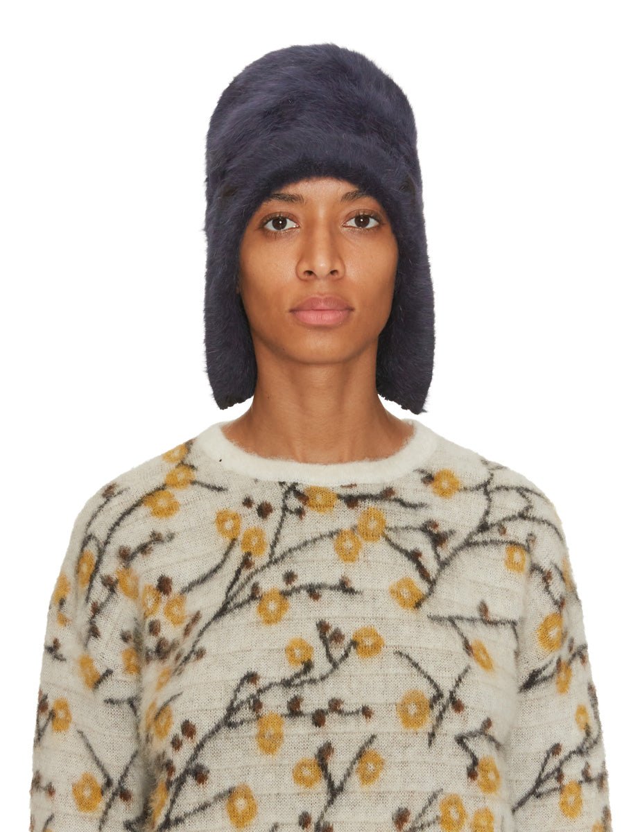 cappello angora lana cuciture a mano blu notte - yesey - cappello