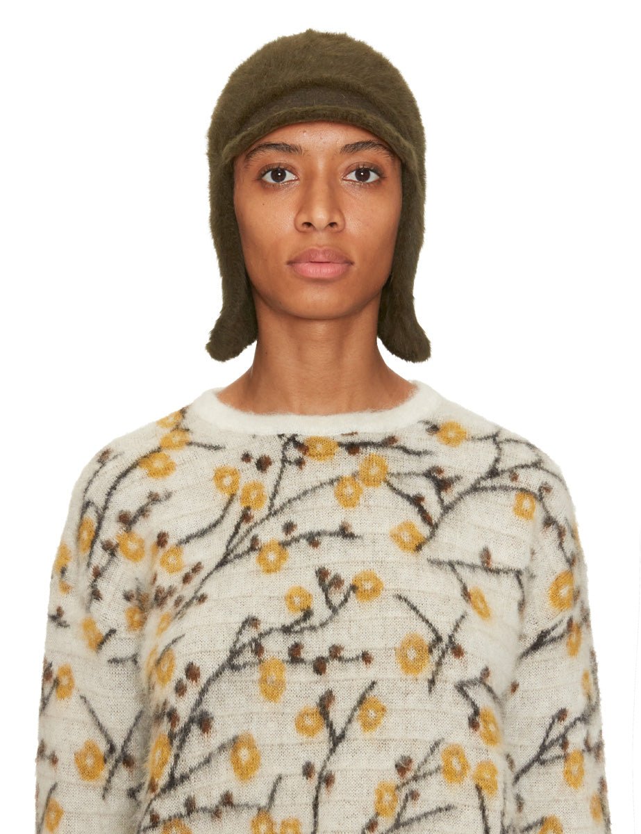 cappello angora lana visiera feltro verde militare - yesey - cappello
