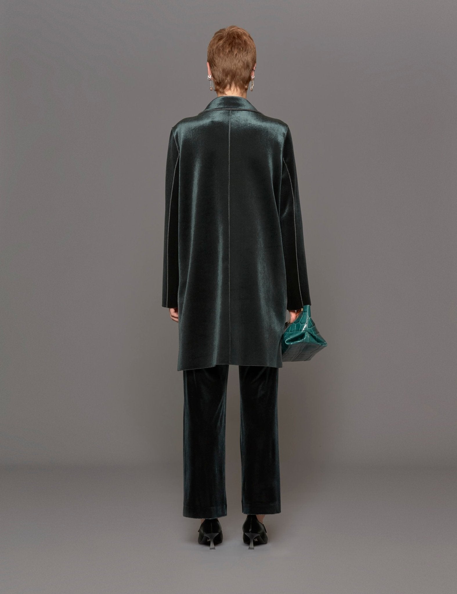 cappottino doppiato velluto liscio verde - blufrida - cappotto