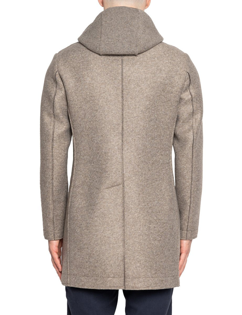 cappotto cappuccio pettorina felpa beige - bob - cappotto