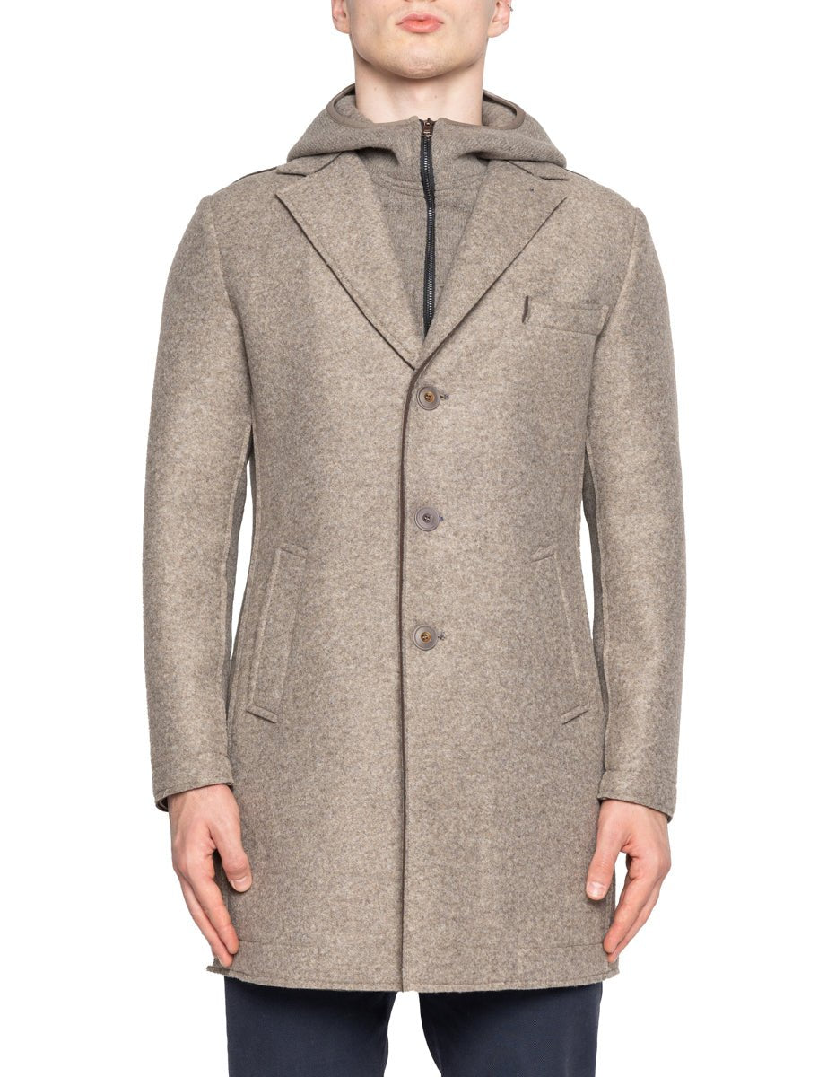 cappotto cappuccio pettorina felpa beige - bob - cappotto