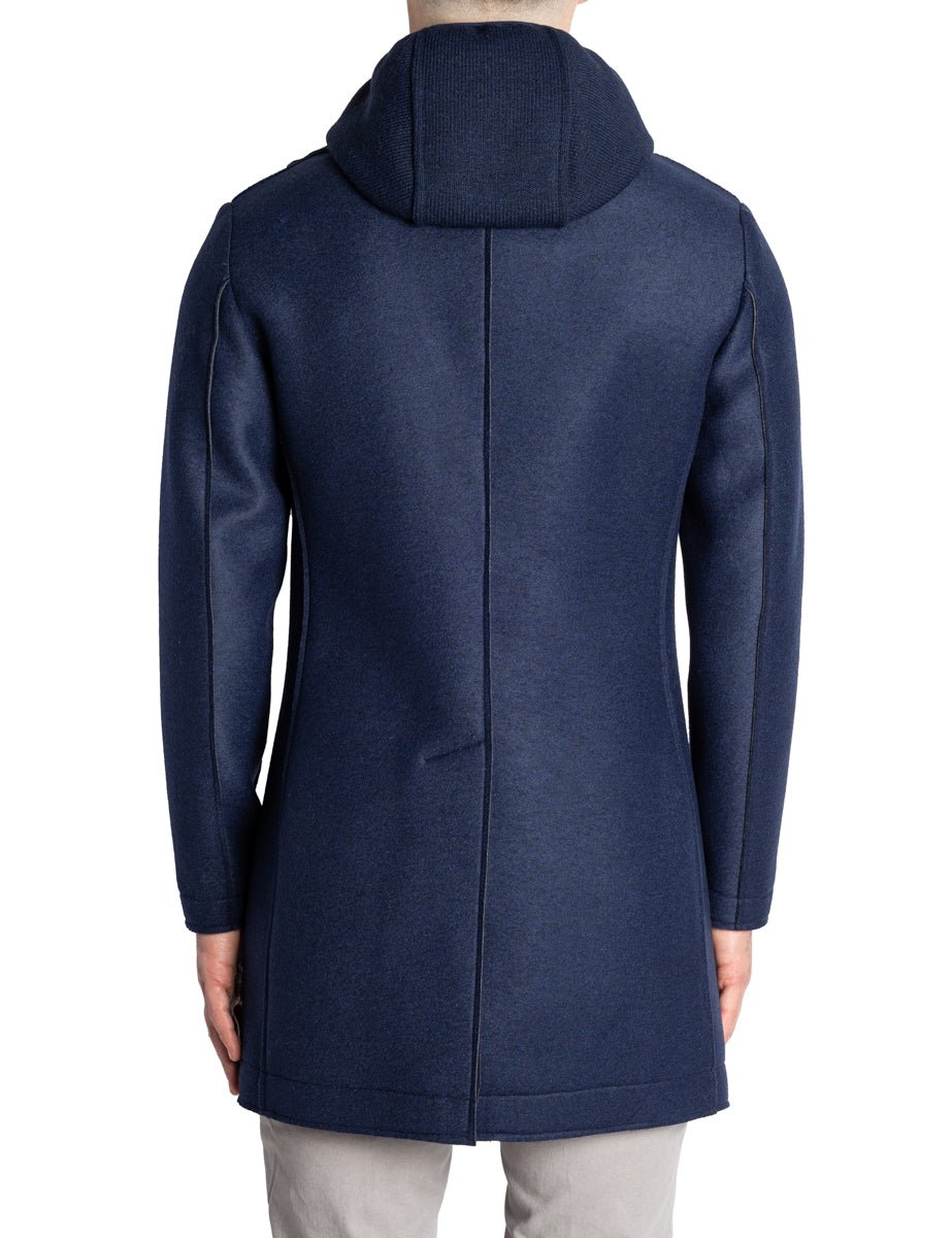 cappotto cappuccio pettorina felpa blu navy - bob - cappotto