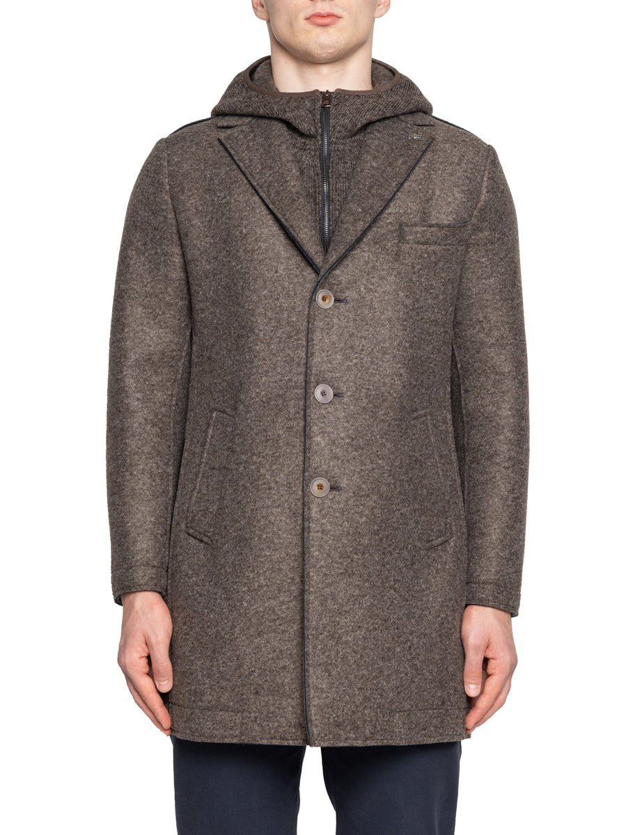 cappotto cappuccio pettorina felpa moro - bob - cappotto