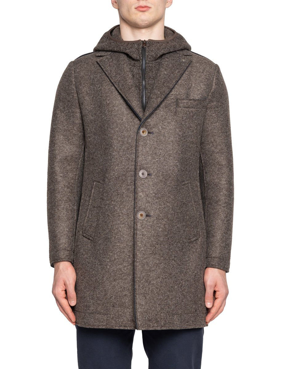 cappotto cappuccio pettorina felpa moro - bob - cappotto