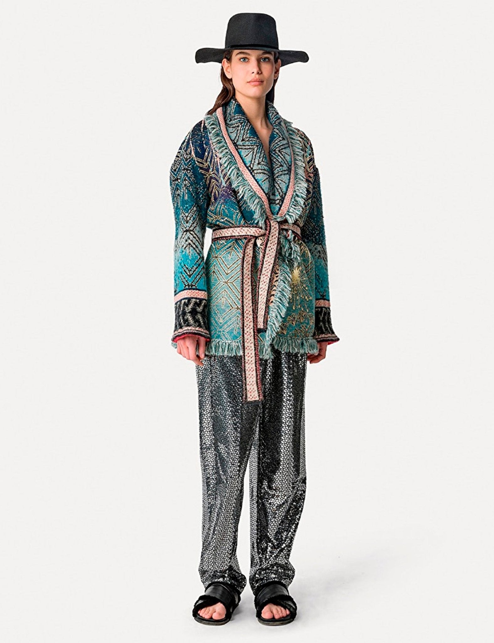 cappotto corto jacquard fantasia multicolor - forte forte - cappotto