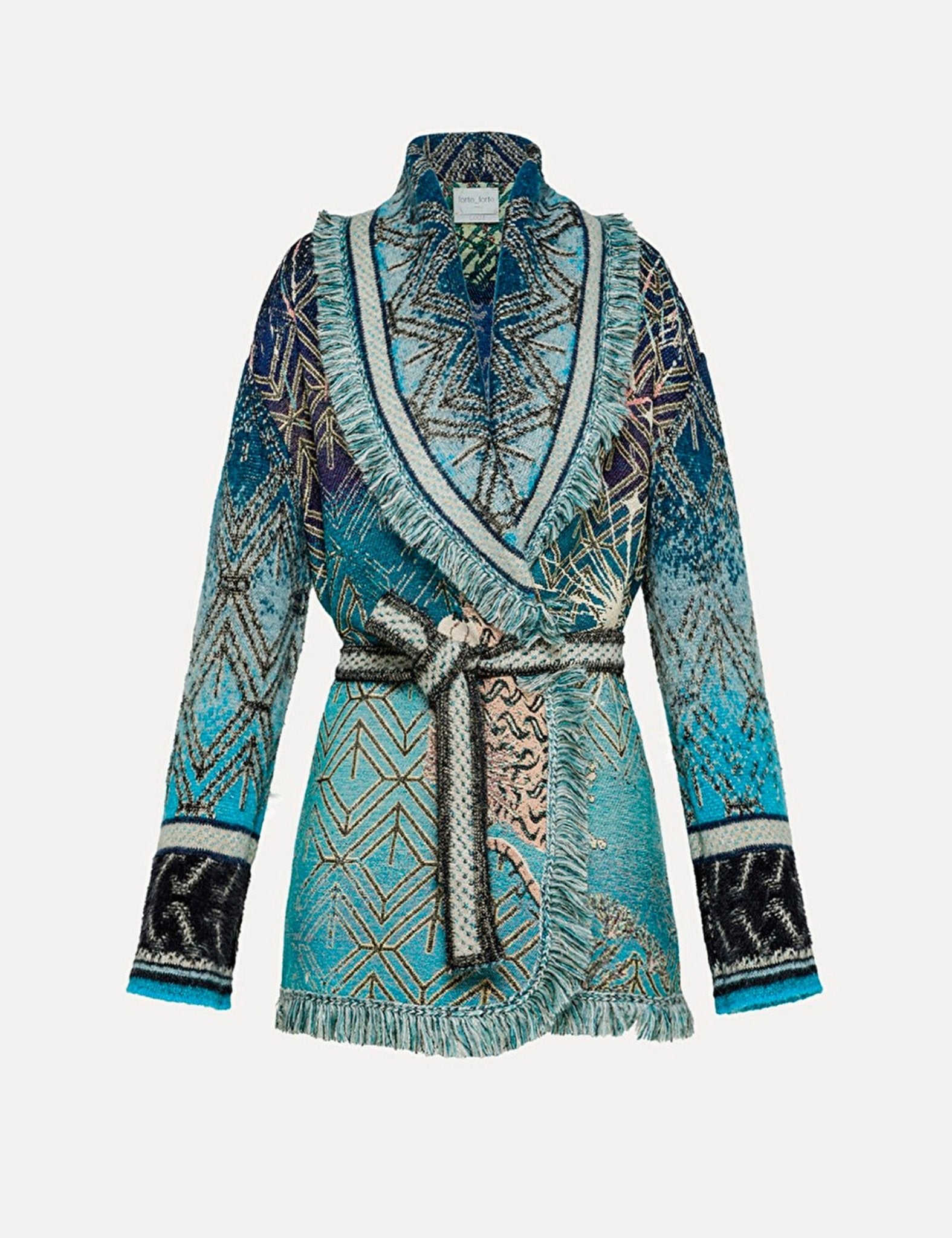 cappotto corto jacquard fantasia multicolor - forte forte - cappotto