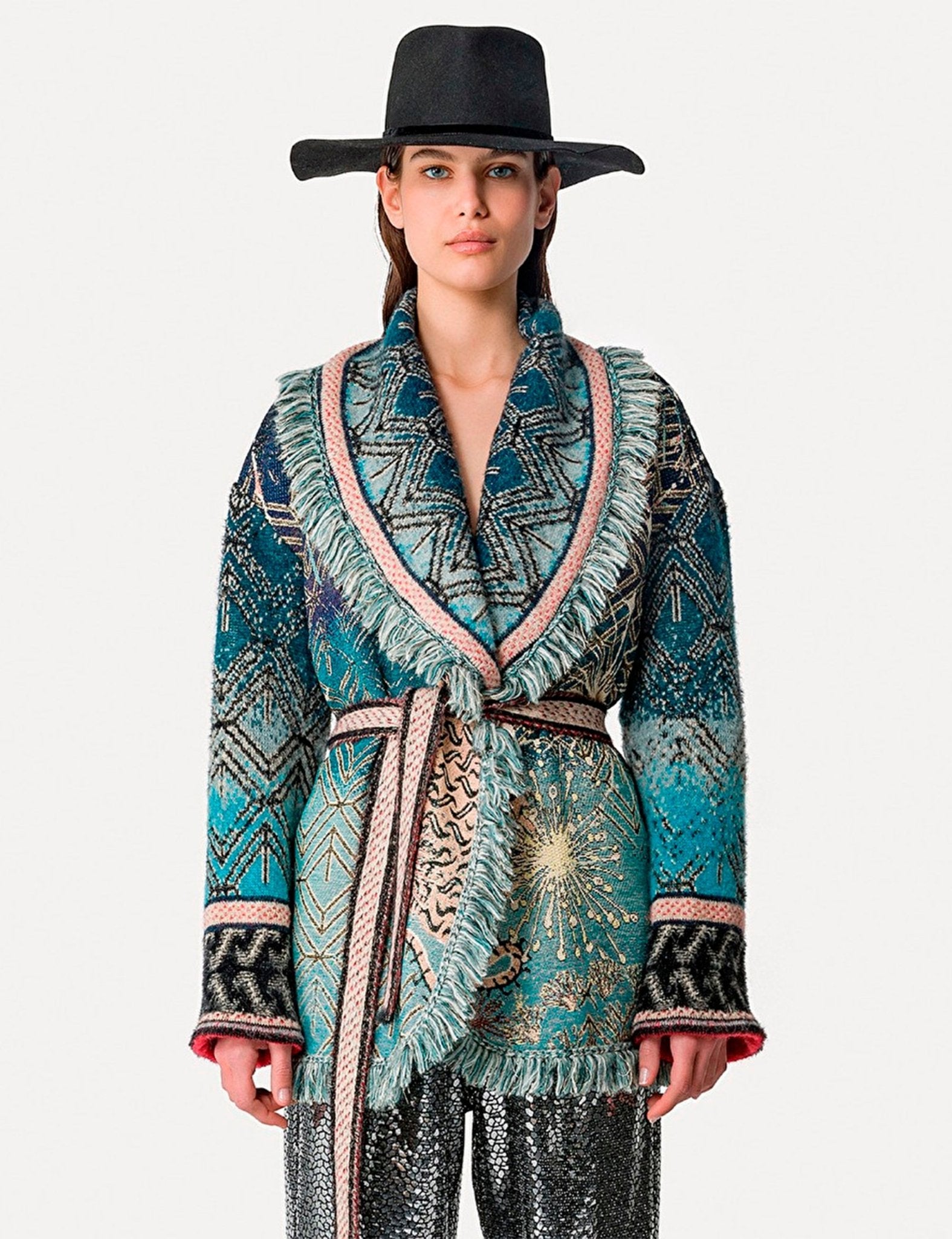 cappotto corto jacquard fantasia multicolor - forte forte - cappotto