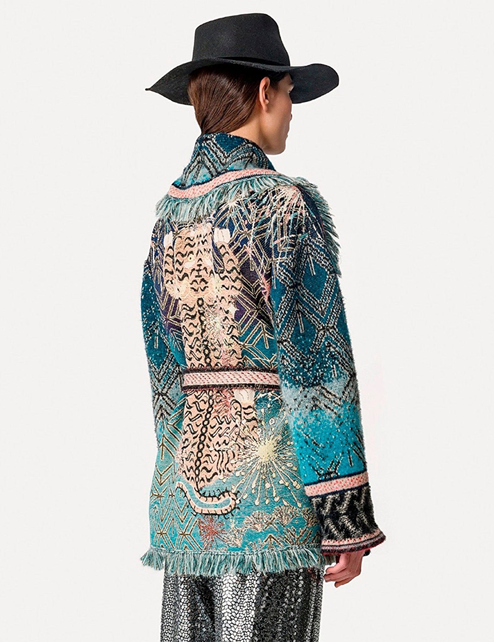 cappotto corto jacquard fantasia multicolor - forte forte - cappotto