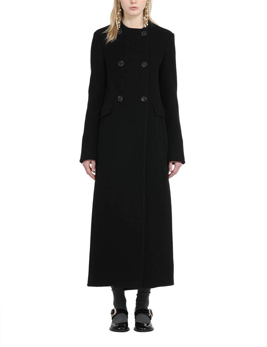 cappotto doppiopetto collo tondo nero - n21 alessandro dell'acqua - cappotto