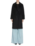 cappotto doppiopetto misto lana nero - blufrida - cappotto