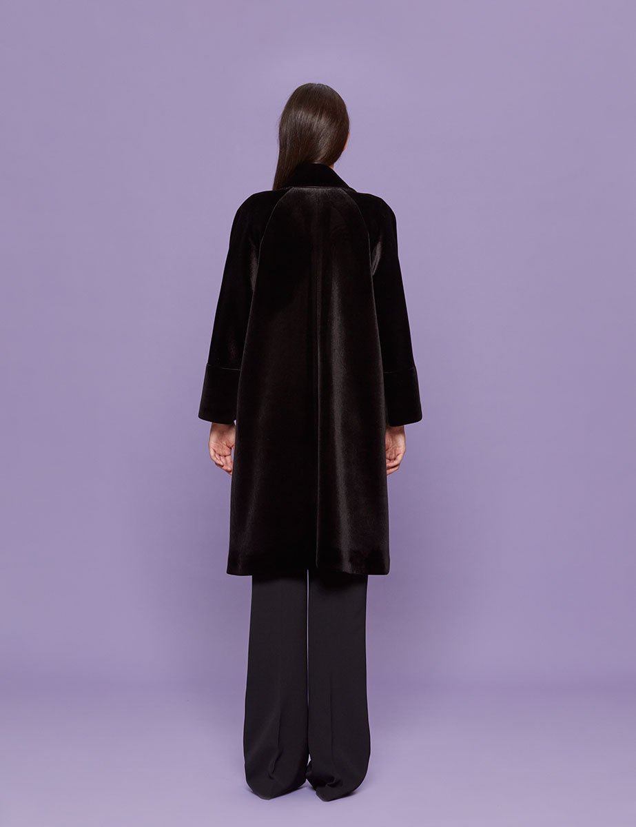 cappotto doppiopetto velluto nero navy - blufrida - cappotto