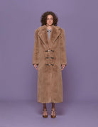 cappotto ecofur fluffy marrone - rotate - pelliccia