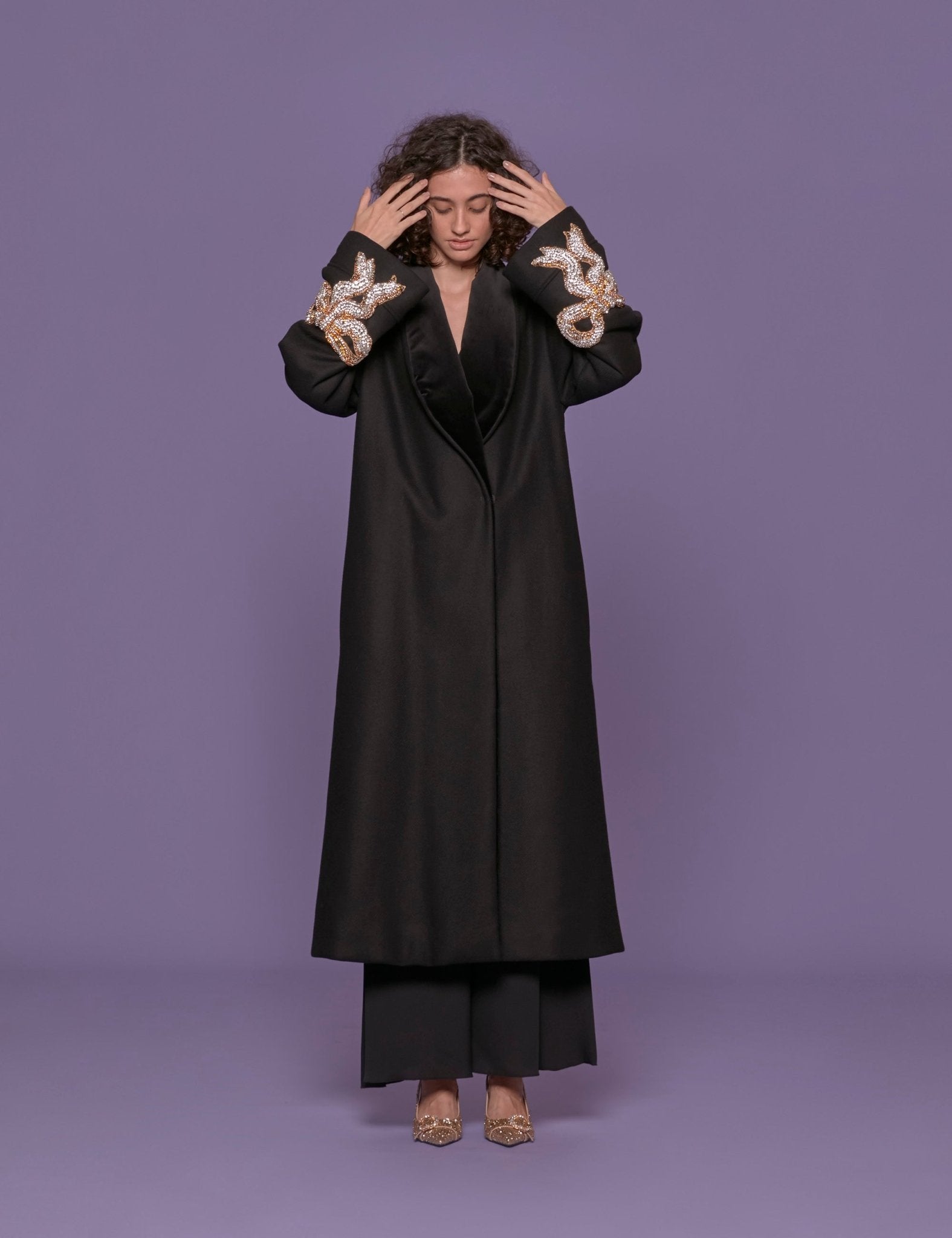 cappotto fiocco strass nero - vivetta - cappotto