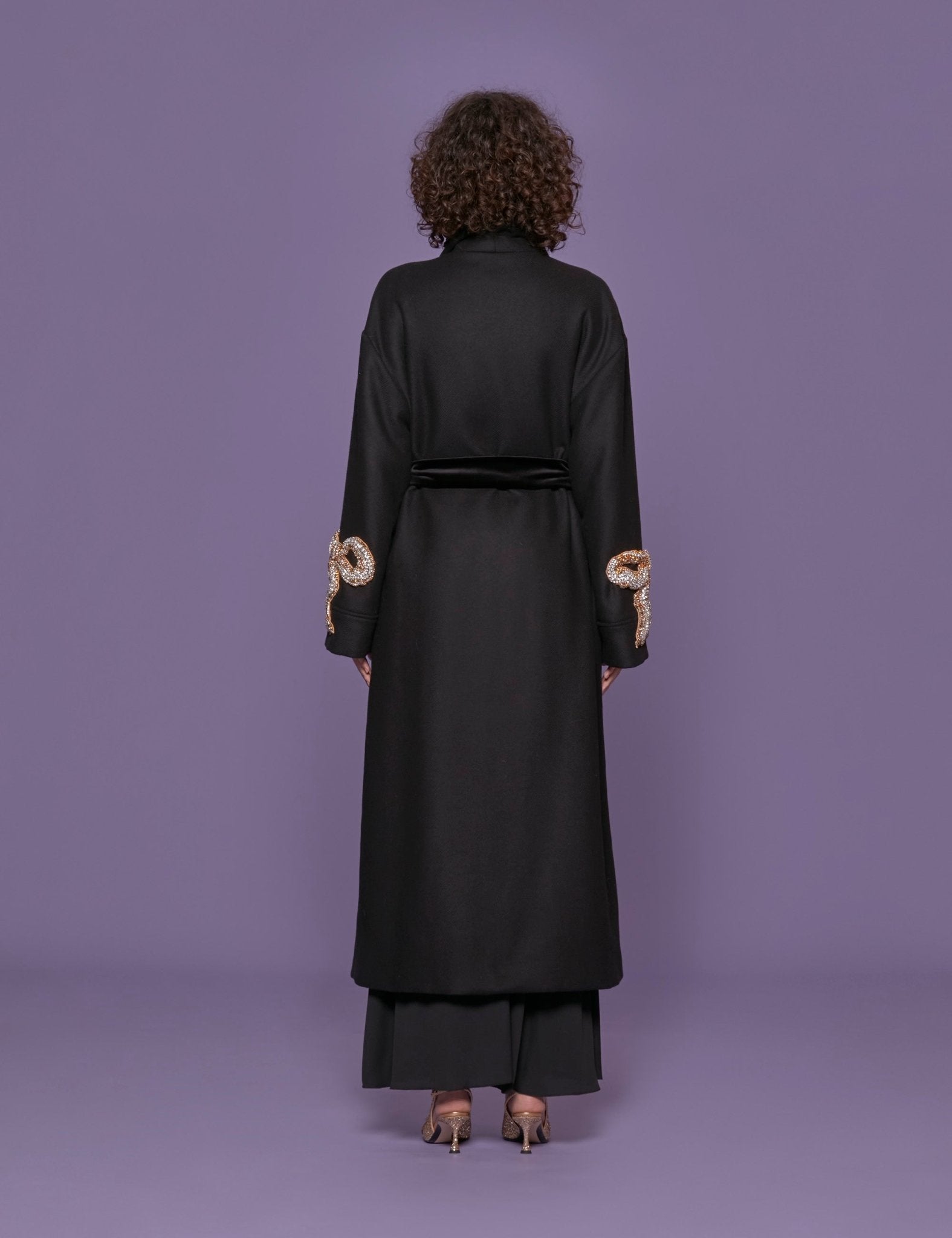 cappotto fiocco strass nero - vivetta - cappotto