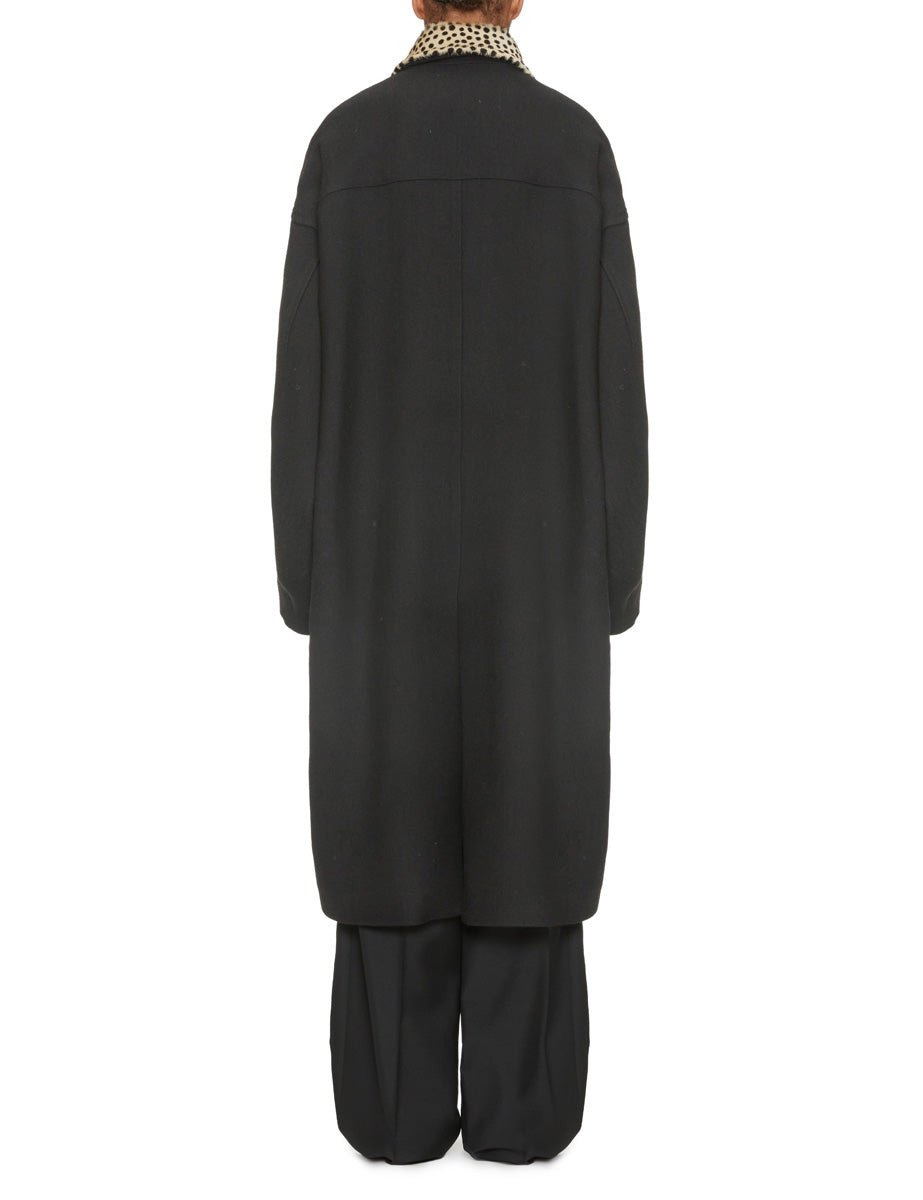 cappotto lana collo ghepardo nero - rohe - cappotto