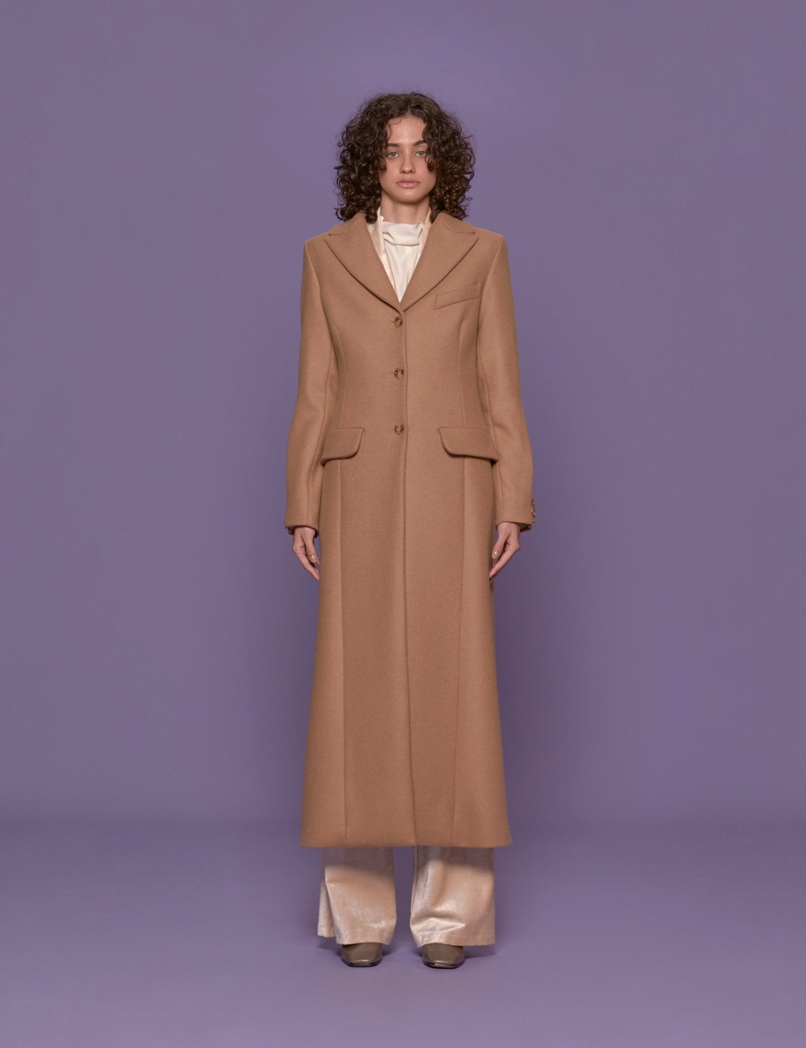 cappotto lungo slim cammello - vivetta - cappotto