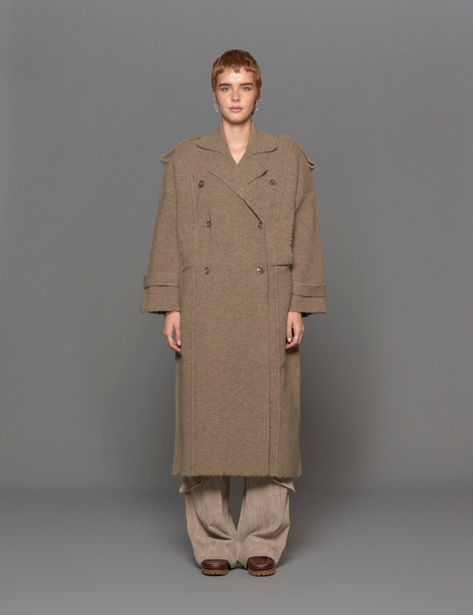 cappotto maglia doppiopetto noce - jei - o - cappotto