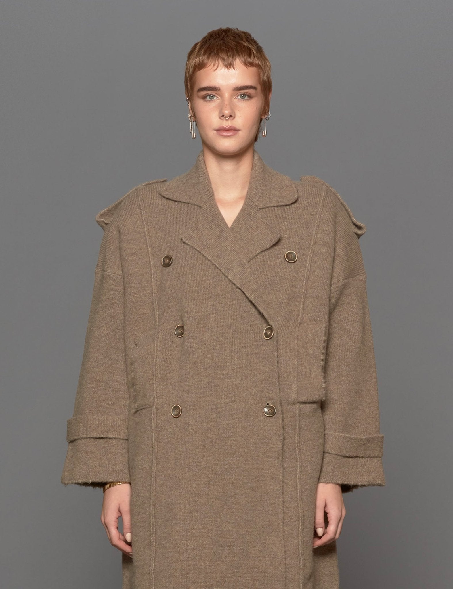 cappotto maglia doppiopetto noce - jei - o - cappotto