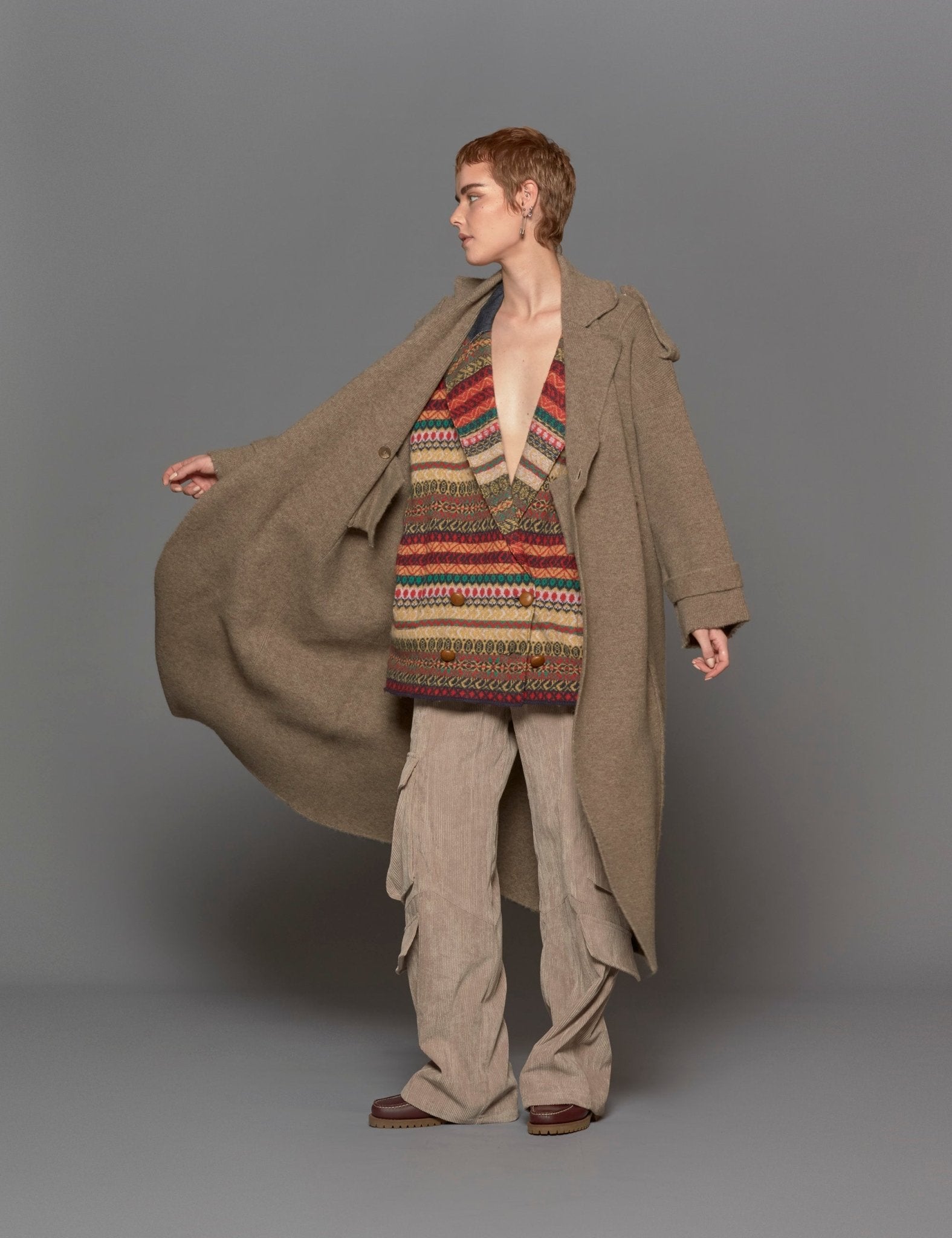 cappotto maglia doppiopetto noce - jei - o - cappotto