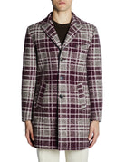 cappotto monopetto checks bordeaux beige - bob - cappotto