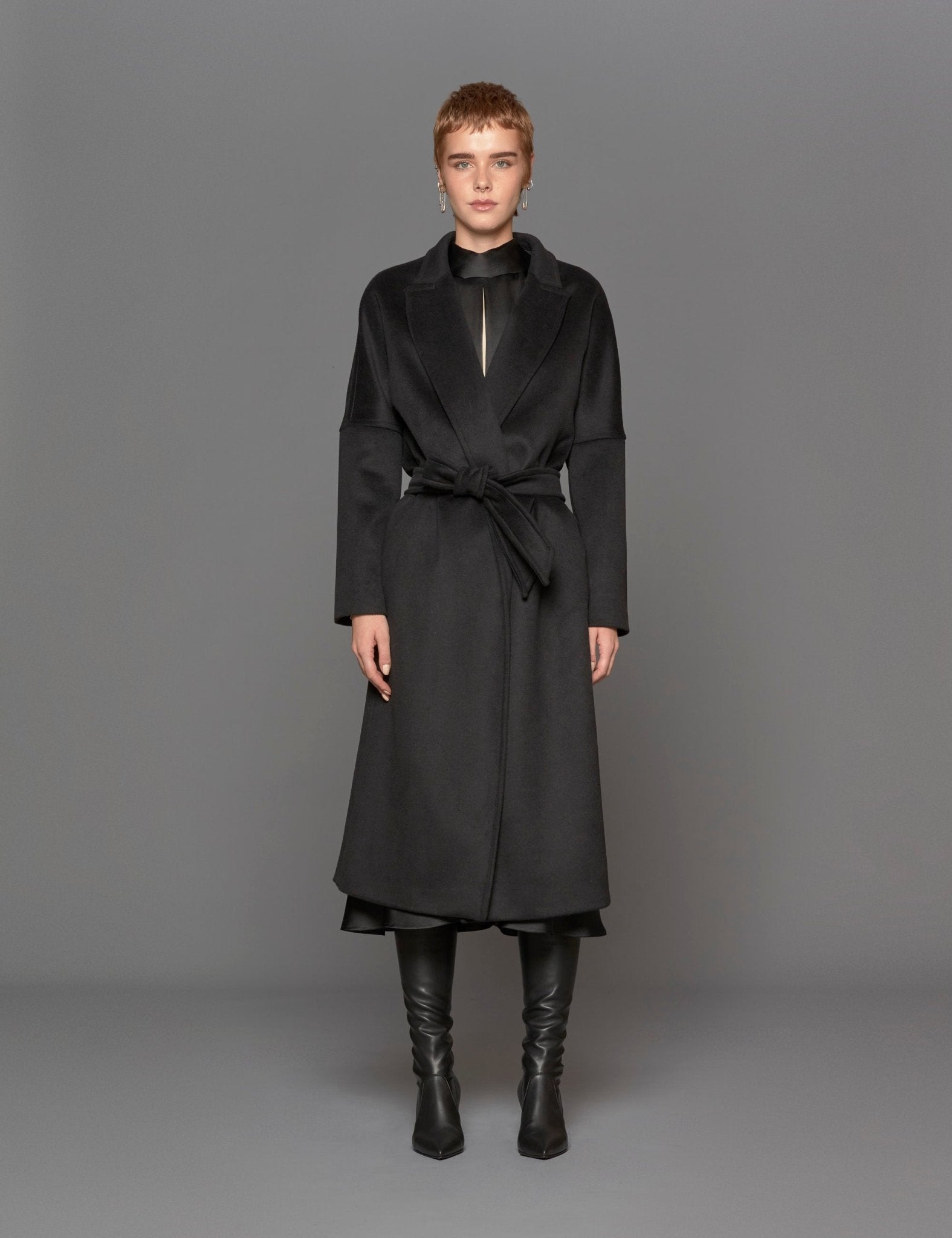 cappotto over lana nero - blufrida - cappotto