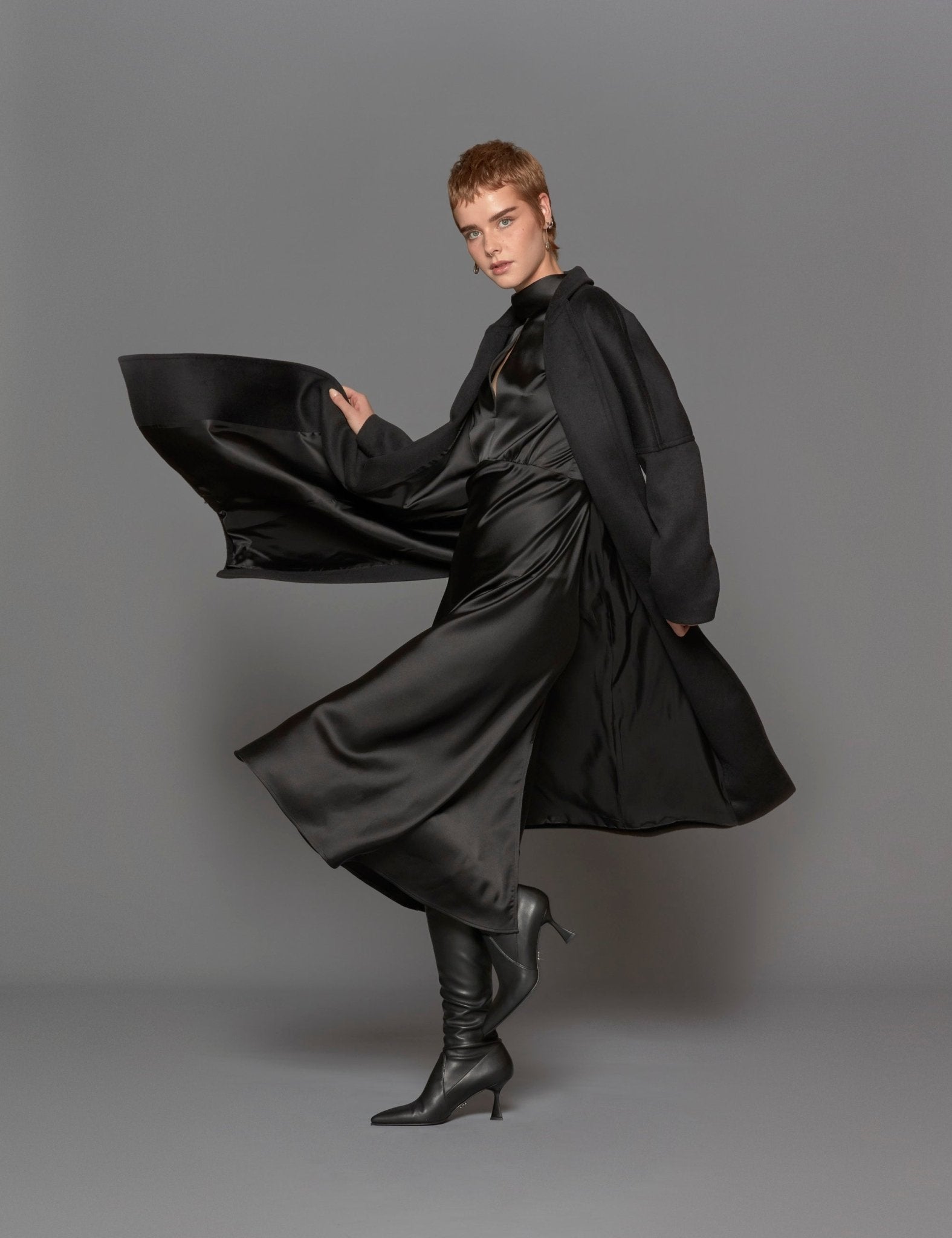 cappotto over lana nero - blufrida - cappotto